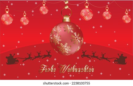 German text Frohe Weihnachten. Christmas typography. Christmas in Belgium, Austria, Liechtenstein, Switzerland. Happy Christmas in Deutschland. Xmas greeting card Weihnachtskarte. Xmas lettering