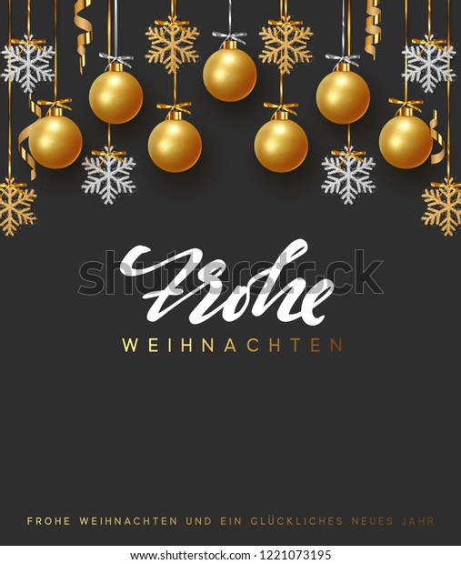 German Text Frohe Weihnachten Merry Christmas Stock Vector Royalty Free 1221073195