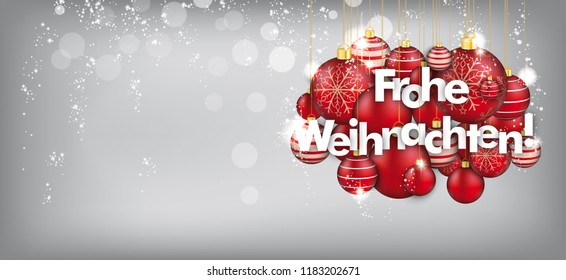 German text Frohe Weihnachten, translate Merry Christmas. Eps 10 vector file.