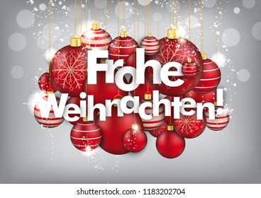 German text Frohe Weihnachten, translate Merry Christmas. Eps 10 vector file.