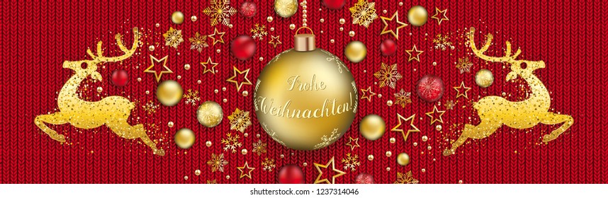 German text Frohe Weihnachten, translate Merry Christmas. Eps 10 vector file.