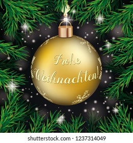 German text Frohe Weihnachten, translate Merry Christmas. Eps 10 vector file.