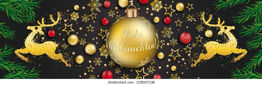 German text Frohe Weihnachten, translate Merry Christmas. Eps 10 vector file.