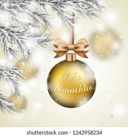 German text Frohe Weihnachten translate Merry Christmas. Eps 10 vector file.