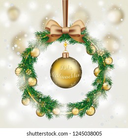 German text Frohe Weihnachten, translate Merry Christmas. Eps 10 vector file.