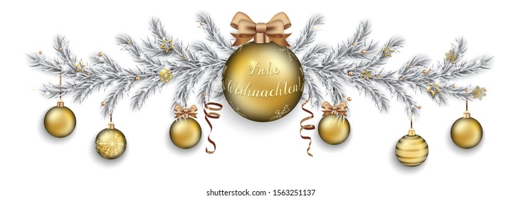 German text Frohe Weihnachten, translate Merry Christmas. Eps 10 vector file.