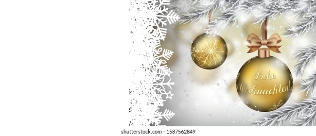 German text Frohe Weihnachten, translate Merry Christmas. Eps 10 vector file.