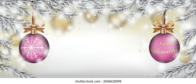 German text Frohe Weihnachten, translate Merry Christmas. Eps 10 vector file.