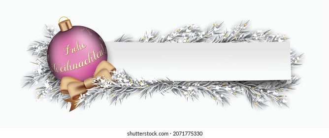 German text Frohe Weihnachten, translate Merry Christmas. Eps 10 vector file.