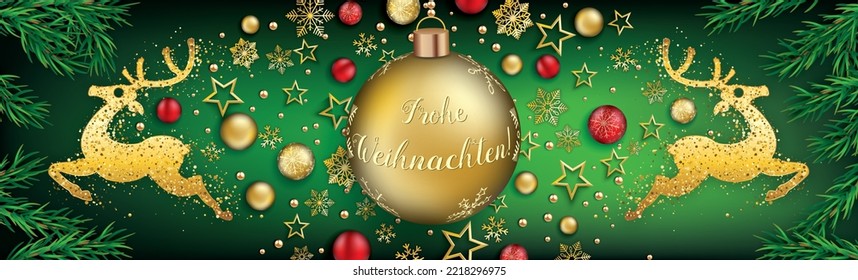 German text Frohe Weihnachten, translate Merry Christmas. Eps 10 vector file.