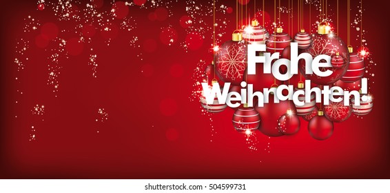 German text Frohe Weihnachten, translate Merry Christmas. Eps 10 vector file.