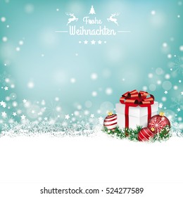 German text Frohe Weihnachten, translate Merry Christmas. Eps 10 vector file.