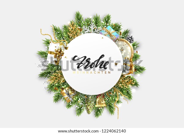 German Text Frohe Weihnachten Translation Merry Stock Vector Royalty Free 1224062140