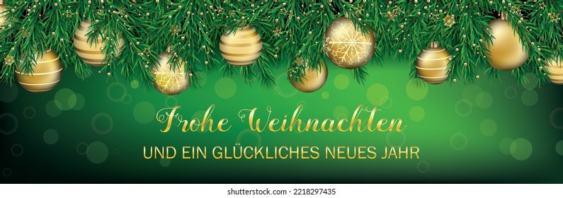 German text Frohe Weihnachten und ein glueckliches Neues Jahr, translate Merry Christmas and Happy New Year. Eps 10 vector file.