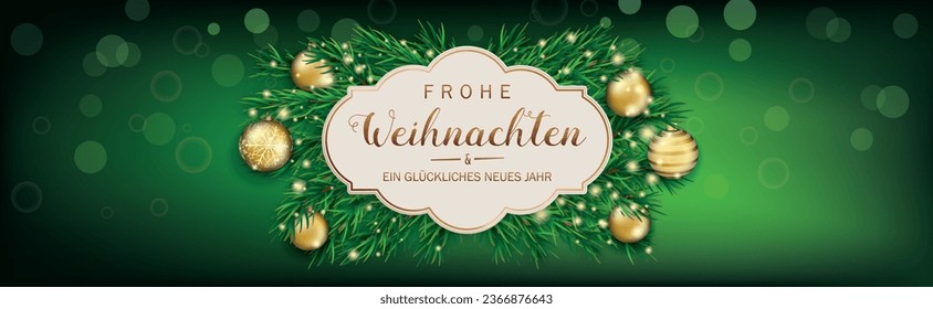 German text Frohe Weihnachten und ein glückliches neues Jahr, translate Merry Christmas and Happy New Year. Eps 10 vector file.