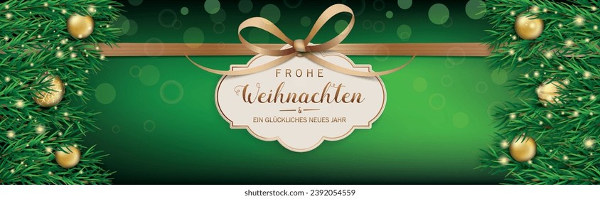 German text Frohe Weihnachten und ein glückliches neues Jahr, translate Merry Christmas and Happy New Year. Eps 10 vector file.