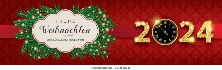 German text Frohe Weihnachten und ein glückliches neues Jahr, translate Merry Christmas and Happy New Year. Eps 10 vector file.