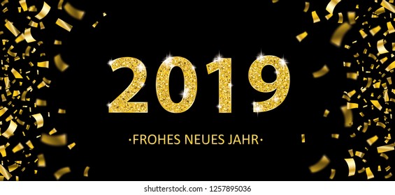 German text Frohes Neues Jahr, translate Happy New Year. Eps 10 vector file.