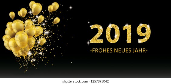 German text Frohes Neues Jahr, translate Happy New Year. Eps 10 vector file.