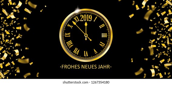 German text Frohes Neues Jahr, translate Happy New Year. Eps 10 vector file.