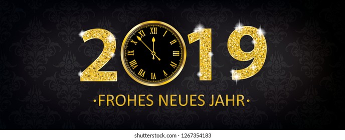 German text Frohes Neues Jahr, translate Happy New Year. Eps 10 vector file.