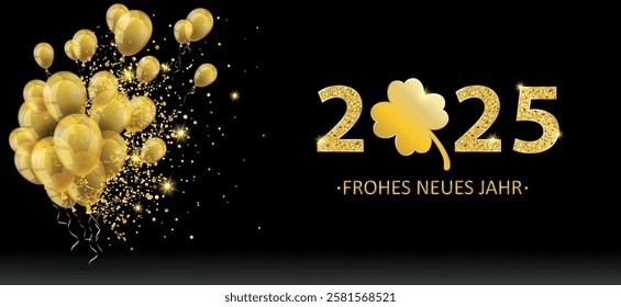 German text Frohes Neues Jahr 2025, translate Happy New Year 2025. Eps 10 vector file.