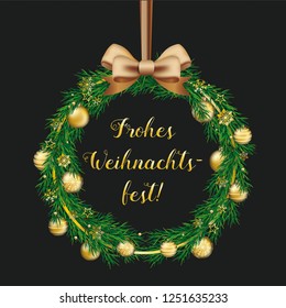 German text Frohes Weihnachtsfest, translate Merry Christmas. Eps 10 vector file.