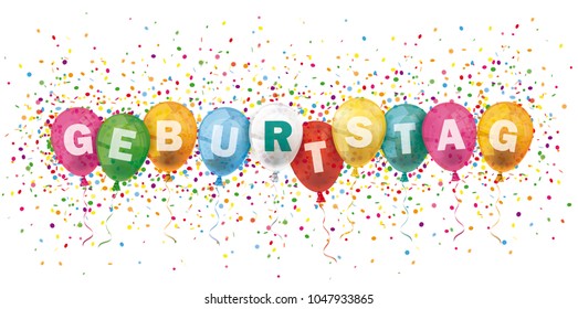 German text Geburtstag, translate Birthday. Eps 10 vector file.