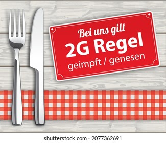 German text Geimpft Genesen, translate Vaccinated Convalescent.  Eps 10 vector file.