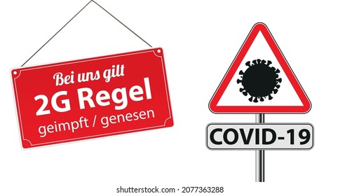 German text Geimpft Genesen, translate Vaccinated Convalescent.  Eps 10 vector file.