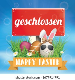 German text "geschlossen", translate "closed". Eps 10 vector file.