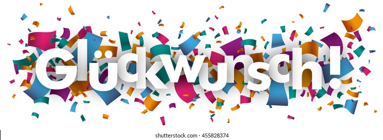 German text "Glueckwunsch", translate "congratulation". Eps 10 vector file.