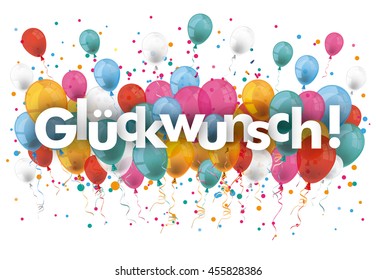 German text "Glueckwunsch", translate "congratulation". Eps 10 vector file.