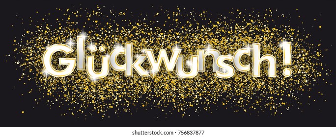 German text "Glueckwunsch", translate "congratulation". Eps 10 vector file.