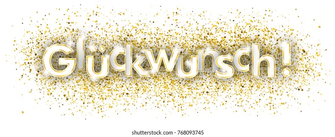 German text "Glueckwunsch", translate "congratulation". Eps 10 vector file.