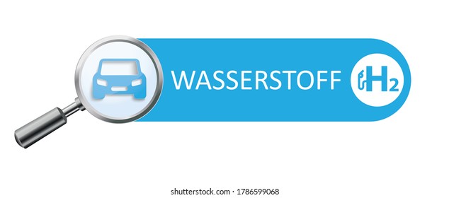 German text H2 Wasserstoff, translate H2 Hydrogen. Eps 10 vector file.