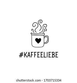 German text: Hashtag coffee love. 