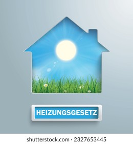 German text Heizungsgesetz, translate Heating Law. Eps 10 vector file.