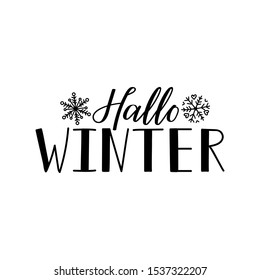 German text: Hello winter. Lettering. vector illustration. element for flyers, banner and posters Modern calligraphy. Hallo winter