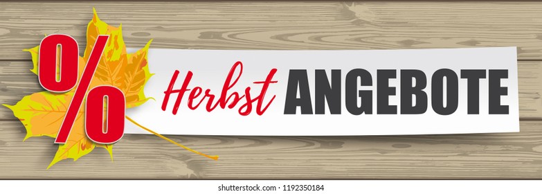 German text Herbst Angebot, translate Autumn Offers. Eps 10 vector file.