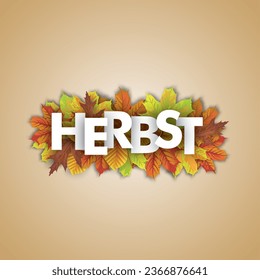 German text Herbst, translate Autumn. Eps 10 vector file.