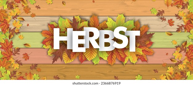 German text Herbst, translate Autumn. Eps 10 vector file.