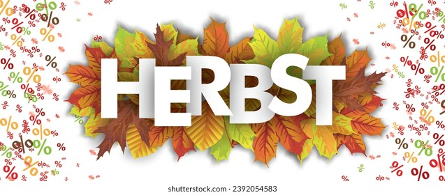 German text Herbst, translate Autumn. Eps 10 vector file.