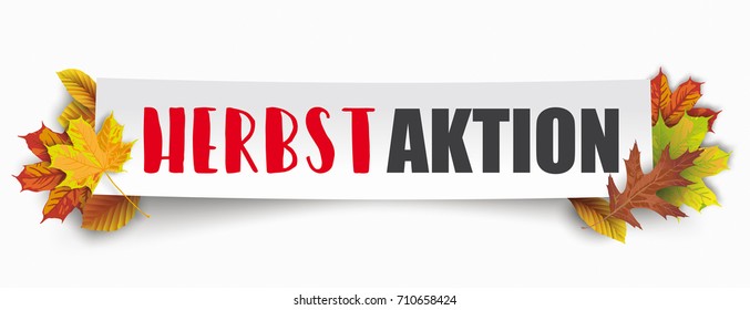 German text Herbstaktion, translate Autumn Sale. Eps 10 vector file.
