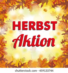 German text "Herbstaktion", translate "Fall Sale ". Eps 10 vector file.