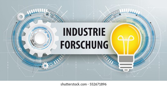 German text Industrie Forschung, translate Industry Research, Eps 10 vector file.