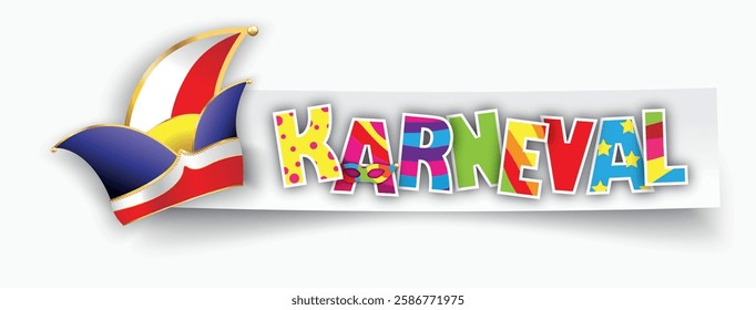 German text Karneval, translate Carnival. Eps 10 vector file.