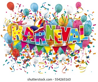 German text "Karneval" translate "Carnival". Eps 10 vector file.