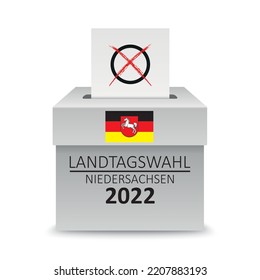 German Text Landtagswahl Niedersachsen 2022, translate state elections Lower Saxony 2022.  Eps 10 vector file.