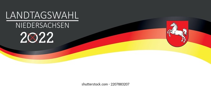 German Text Landtagswahl Niedersachsen 2022, translate state elections Lower Saxony 2022.  Eps 10 vector file.